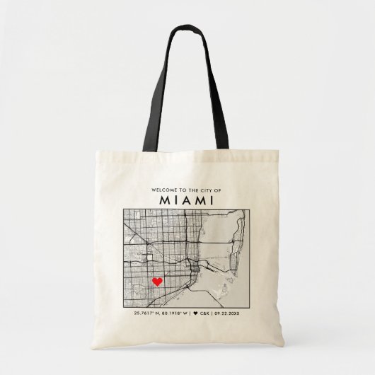 Miami Love Locator | Welkom Stadskaartje Tote Bag (Voorkant)