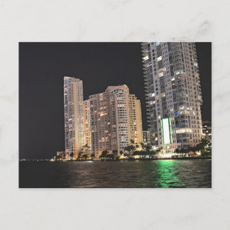 Miami Luxe Skyline Strand Voorfront Nachtzicht Briefkaart