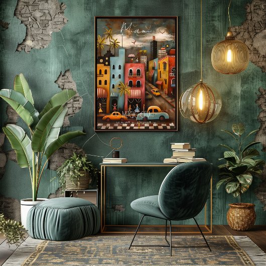 Miami: Magic City - Whimsical Art  Perfect Poster