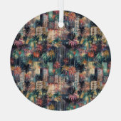 Miami met Kerstmis & Nieuwjaar in Waterverf Glas Ornament (Achterkant)