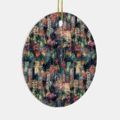 Miami met Kerstmis & Nieuwjaar in Waterverf Keramisch Ornament (Rechts)