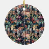 Miami met Kerstmis & Nieuwjaar in Waterverf Keramisch Ornament (Achterkant)