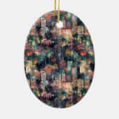 Miami met Kerstmis & Nieuwjaar in Waterverf Keramisch Ornament (Achterkant)