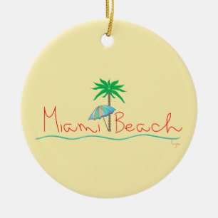 Miami met Palm en Umbrella Keramisch Ornament