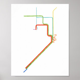 Miami Metrorail Kaart Kunst Poster