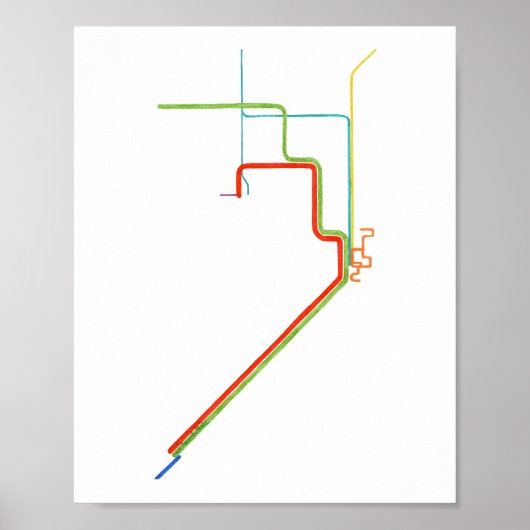 Miami Metrorail Kaart Kunst Poster (Voorkant)