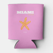 Miami, Miami Beach, Florida, Preppy, Roze, Oranje Blikjeskoeler (Voorkant)
