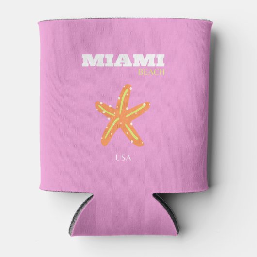 Miami, Miami Beach, Florida, Preppy, Roze, Oranje Blikjeskoeler (Voorkant)