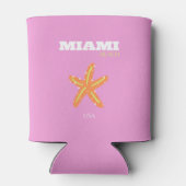 Miami, Miami Beach, Florida, Preppy, Roze, Oranje Blikjeskoeler (Achterkant)