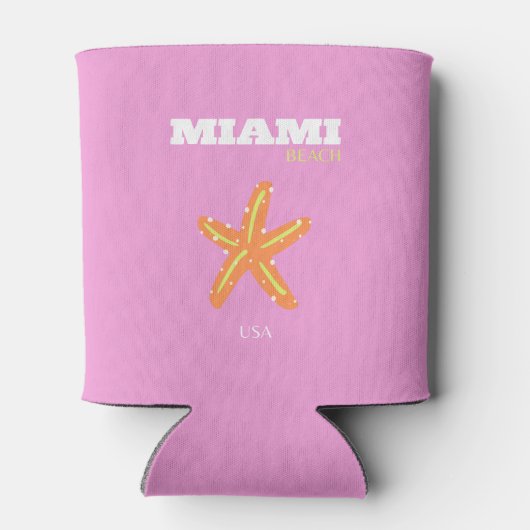 Miami, Miami Beach, Florida, Preppy, Roze, Oranje Blikjeskoeler (Achterkant)