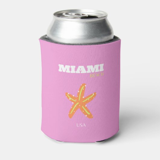 Miami, Miami Beach, Florida, Preppy, Roze, Oranje Blikjeskoeler (Blikje Achterkant)