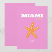 Miami, Miami Beach, Florida, Preppy, Roze, Oranje Kaart (Voorkant / Achterkant)