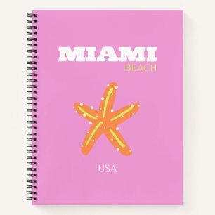 Miami, Miami Beach, Florida, Preppy, Roze, Oranje Notitieboek