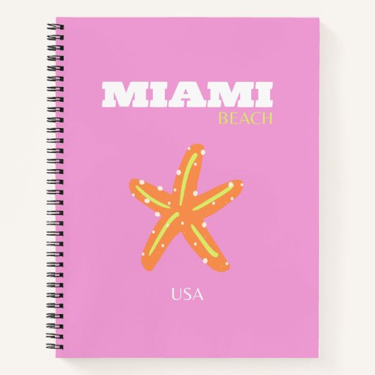 Miami, Miami Beach, Florida, Preppy, Roze, Oranje Notitieboek (Voorkant)