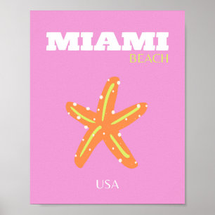Miami, Miami Beach, Florida, Preppy, Roze, Oranje Poster
