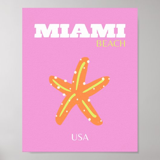 Miami, Miami Beach, Florida, Preppy, Roze, Oranje Poster (Voorkant)