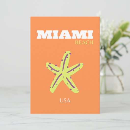 Miami, Miami Beach, Florida, Preppy, Sinaasappel Feestdagenkaart (Staand voorkant)