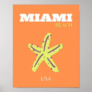 Miami, Miami Beach, Florida, Preppy, Sinaasappel Poster