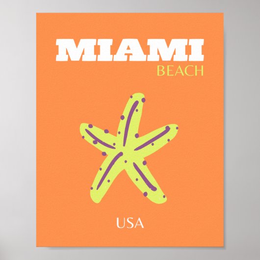 Miami, Miami Beach, Florida, Preppy, Sinaasappel Poster (Voorkant)