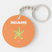 Miami, Miami Beach, Florida, Preppy, Sinaasappel Sleutelhanger (Achterkant)