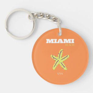 Miami, Miami Beach, Florida, Preppy, Sinaasappel Sleutelhanger