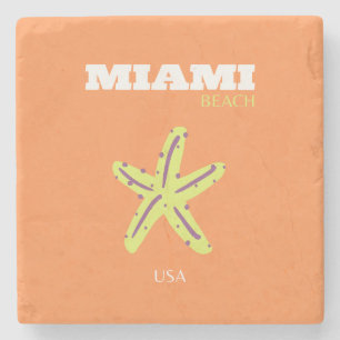 Miami, Miami Beach, Florida, Preppy, Sinaasappel Stenen Onderzetter
