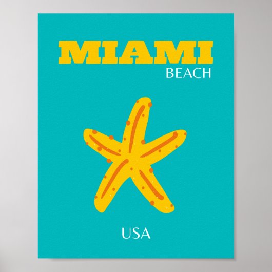 Miami, Miami Beach, Preppy Room, Travel Art, Retro Poster (Voorkant)