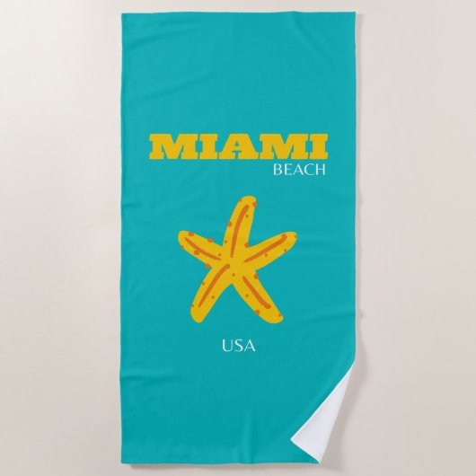 Miami, Miami Beach, Preppy Room, Travel Art, Retro Strandlaken (Voorkant)