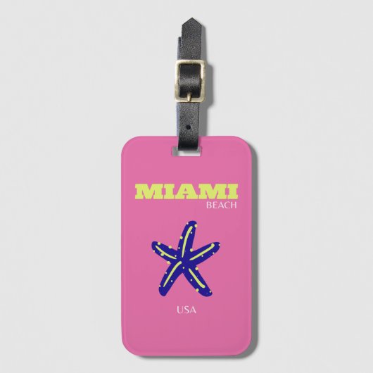 Miami, Miami Beach, roze Bagagelabel (Voorkant (verticaal))