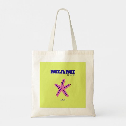 Miami, Miami Beach, Travel Art, Green Tote Bag (Achterkant)