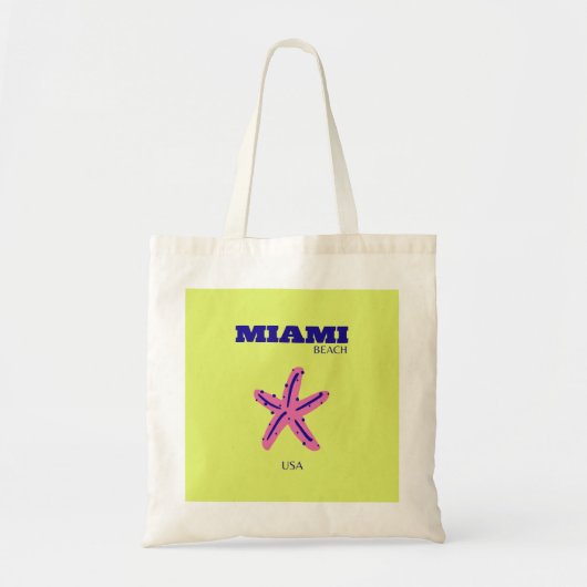 Miami, Miami Beach, Travel Art, Green Tote Bag (Voorkant)