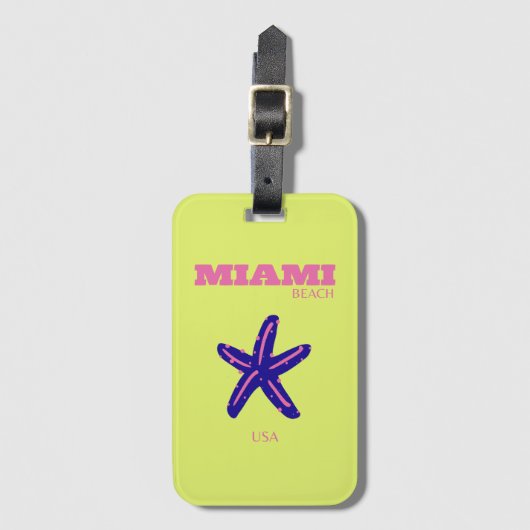 Miami, Miami Beach, Travel Art, Preppy Bagagelabel (Voorkant (verticaal))