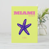 Miami, Miami Beach, Travel Art, Preppy Feestdagenkaart (Staand voorkant)