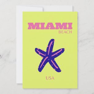 Miami, Miami Beach, Travel Art, Preppy Feestdagenkaart