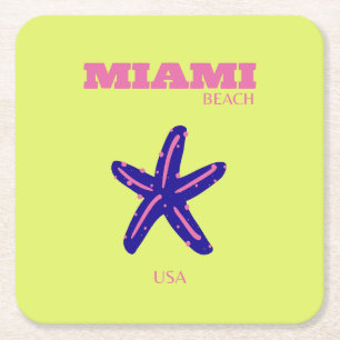 Miami, Miami Beach, Travel Art, Preppy Kartonnen Onderzetters
