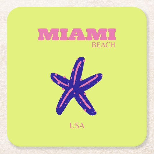 Miami, Miami Beach, Travel Art, Preppy Kartonnen Onderzetters (Voorkant)