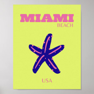 Miami, Miami Beach, Travel Art, Preppy Poster