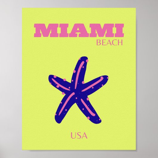 Miami, Miami Beach, Travel Art, Preppy Poster (Voorkant)
