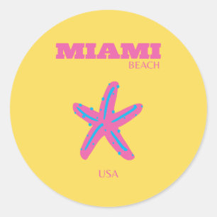 Miami, Miami Beach, Travel Art Ronde Sticker