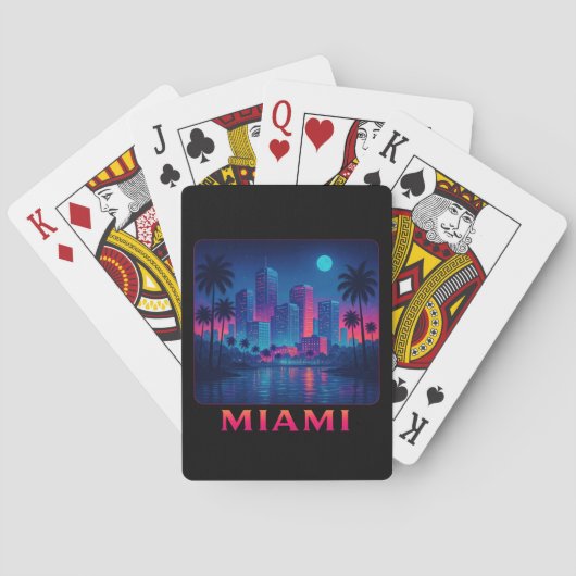 Miami Moonrise - Neon Silhouette Pokerkaarten (Achterkant)