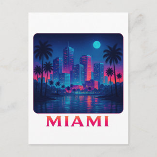 Miami Moonrise - Neon Skyline Briefkaart
