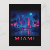Miami Moonrise - Neon Skyline Briefkaart (Voorkant)
