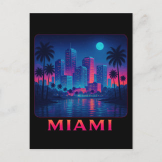 Miami Moonrise - Neon Skyline Briefkaart