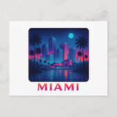 Miami Moonrise - Neon Skyline Briefkaart (Voorkant)