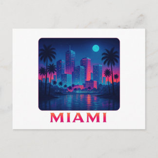 Miami Moonrise - Neon Skyline Briefkaart