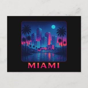 Miami Moonrise - Neon Skyline Briefkaart