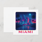 Miami Moonrise - Neon Skyline Card (Voorkant / Achterkant)
