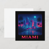 Miami Moonrise - Neon Skyline Card (Voorkant / Achterkant)