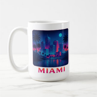 Miami Moonrise - Neon Skyline Grafische T-shirt Koffiemok