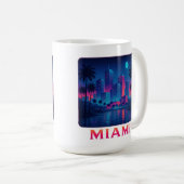 Miami Moonrise - Neon Skyline Graphic Tee Koffiemok (Voorkant rechts)